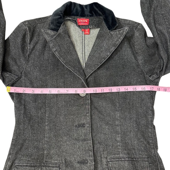 💙❤️ Black denim jacket with velour/velvet collar - Picture 6 of 9